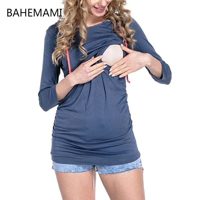 2019 S женские футболки для беременных кормящих мам Одежда грудного вскармливания