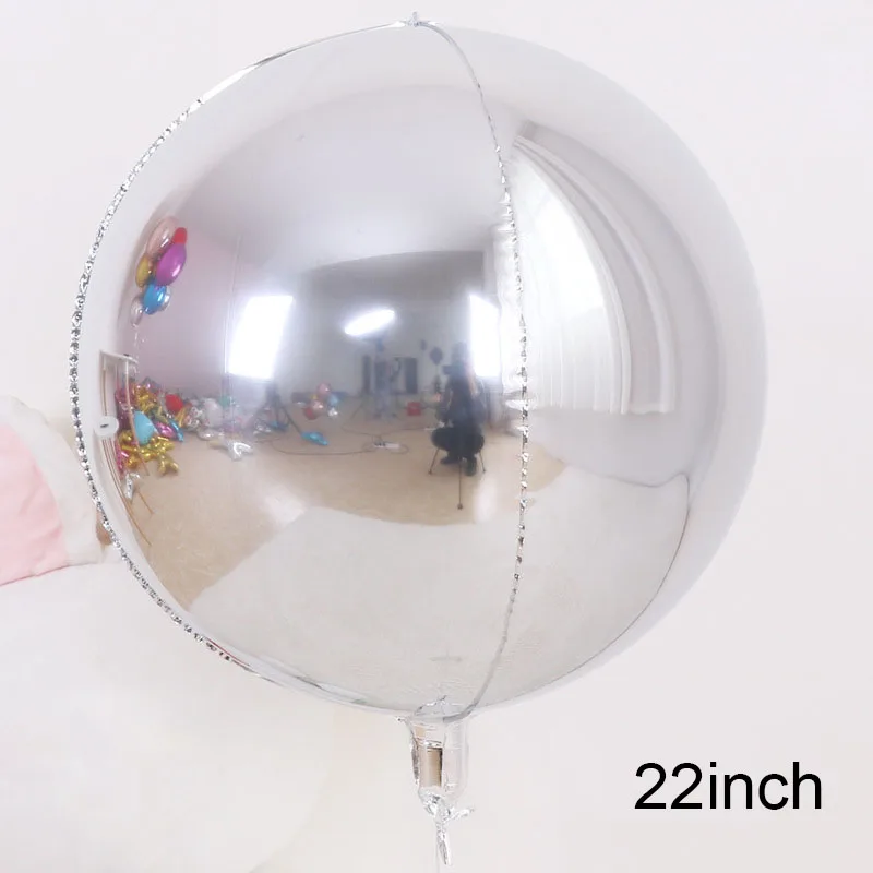 Silver 1 шт. розовое золото 4D 22 дюймов круглые шары из алюминиевой фольги градиентный цвет металлические шары для свадьбы и дня рождения Детские вечерние украшения - Цвет: Silver