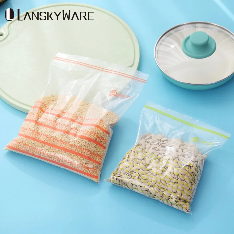 LANSKYWARE 50 шт./компл. многоразовая емкость для заморозки пищевой пластиковой упаковки для сохранения свежести продуктов Ziplock сумка Кухонные гаджеты
