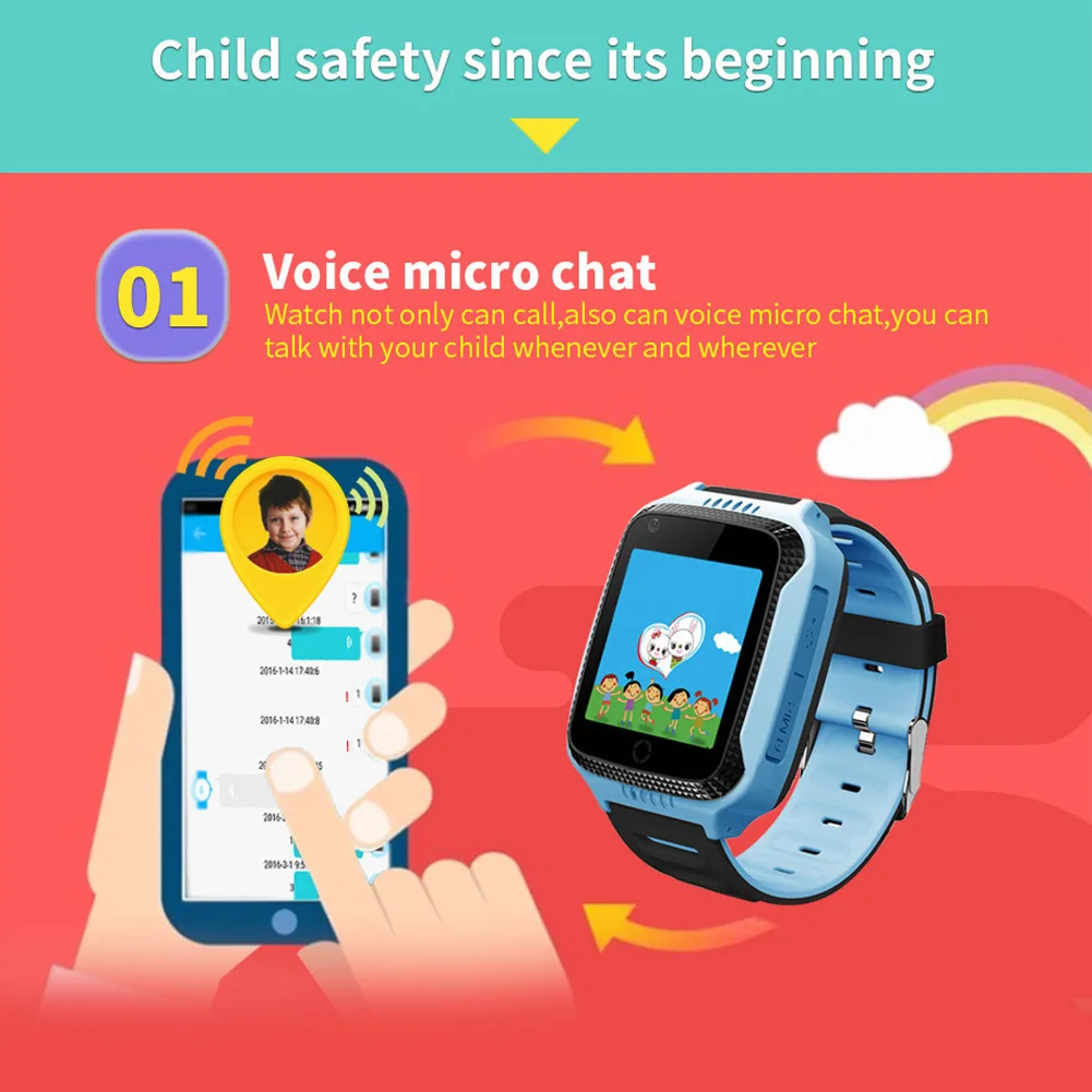 Популярные SOS Вызов фонарик камера безопасности дети Смарт наручные часы