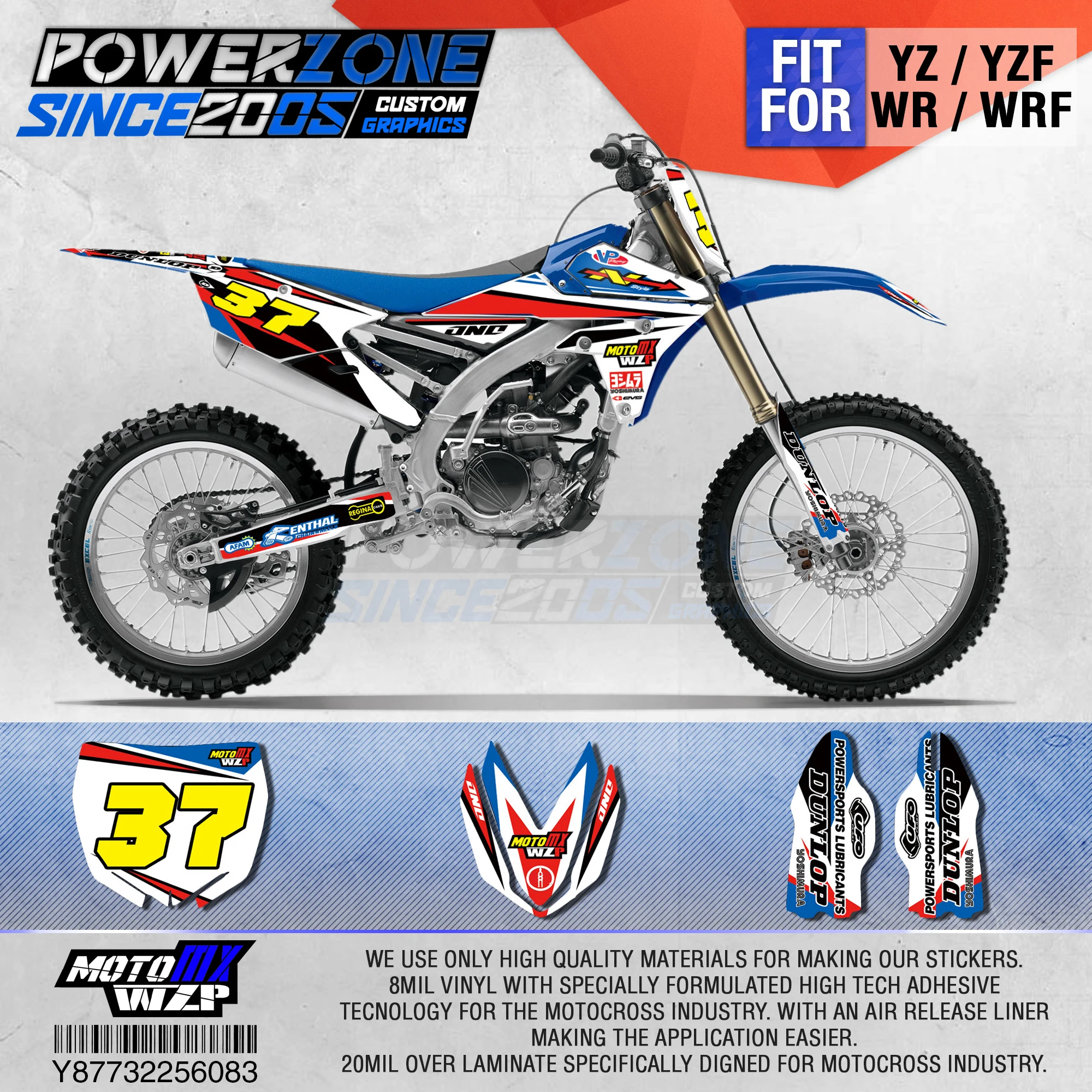 PowerZone графика команды на заказ фоны наклейки 3 м пользовательские для YAMAHA YZF250FX 14 18