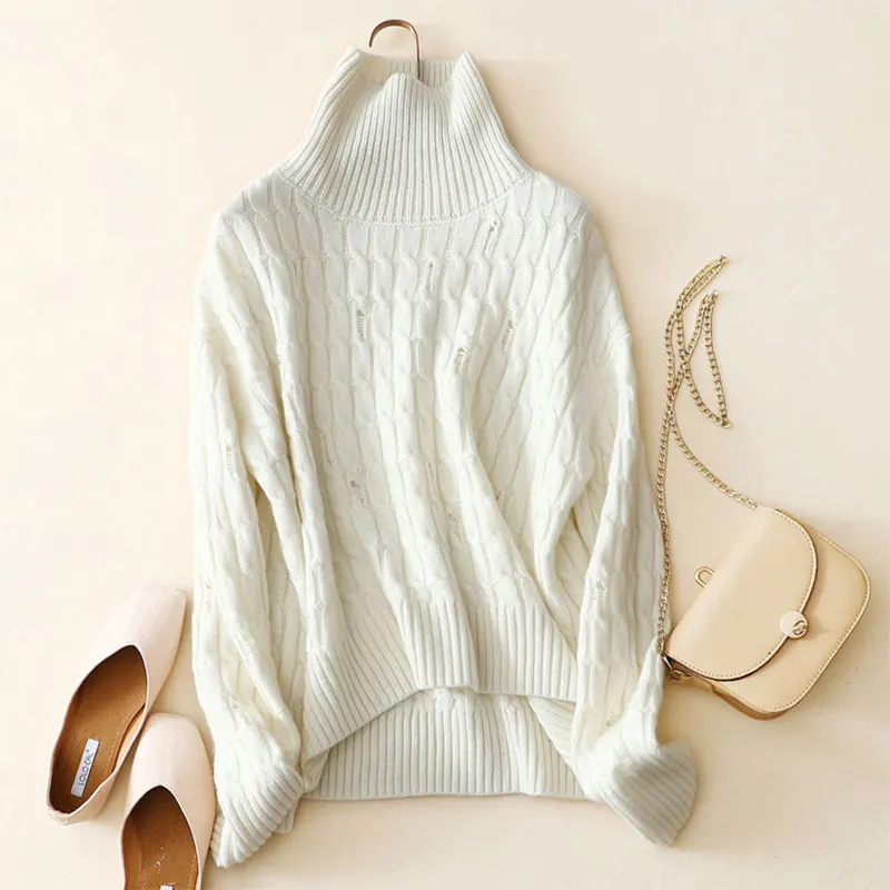 Winter Pullovers For Women 2019 New 100% Cashmere Sweater Women's White Turtleneck European Fashion Autumn Jumper | Женская одежда
