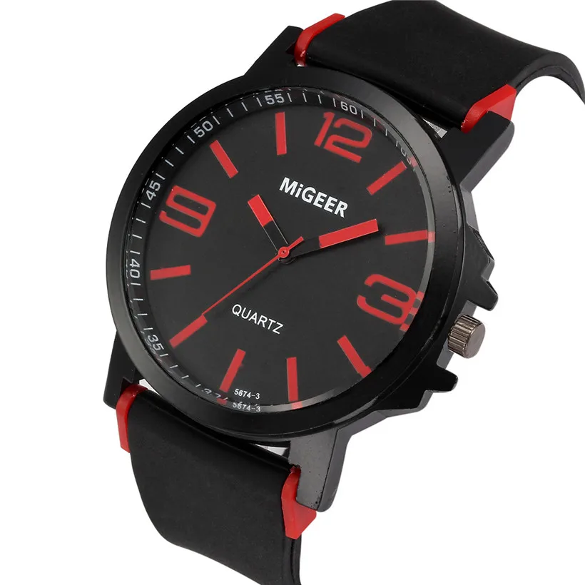 MIGEER 2018 мужские высококачественные брендовые роскошные часы с силиконовым