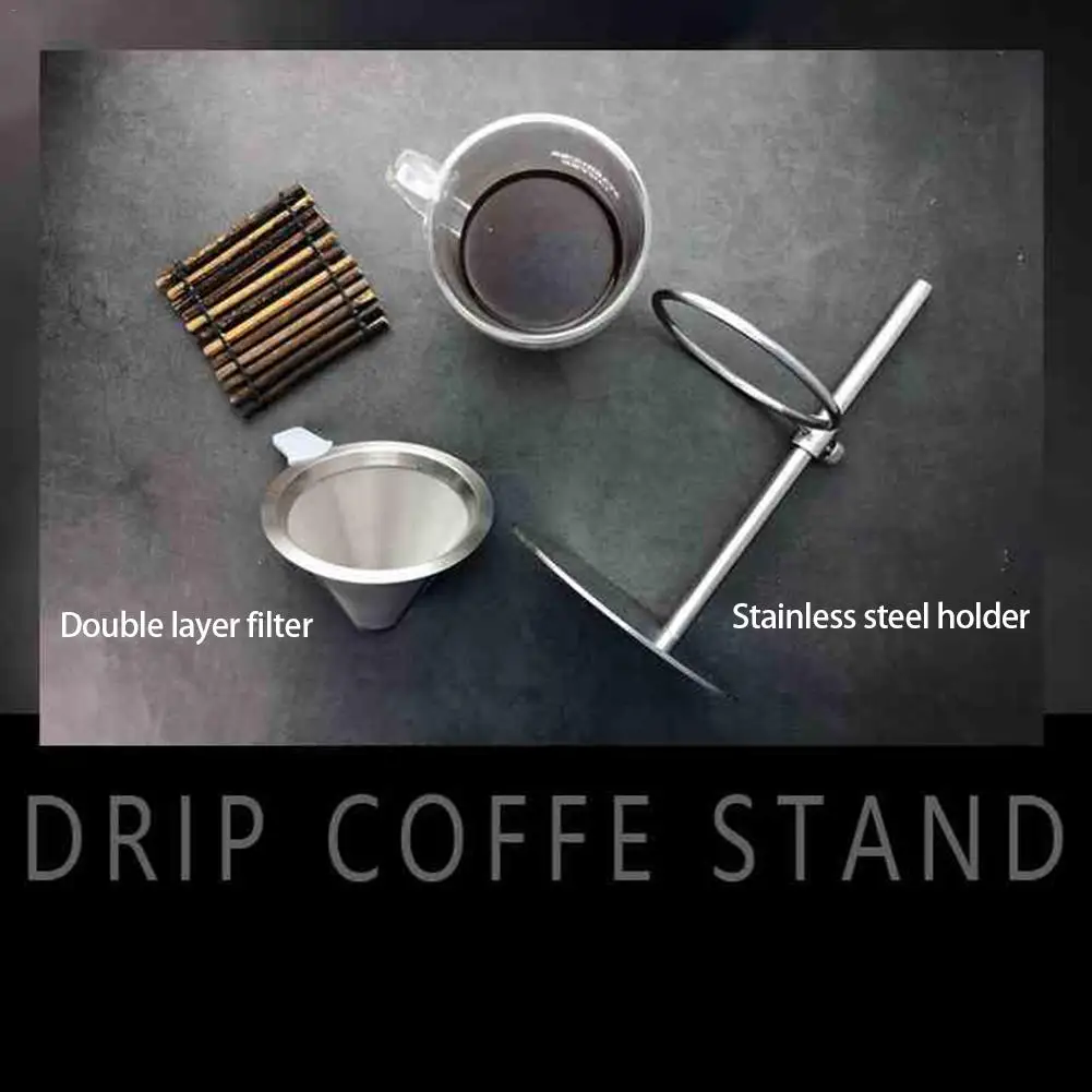 Stainless Steel Coffee Filter Set - Adjustable Ring Height Double Layer Without Paper Easy To Clean And Store | Дом и сад