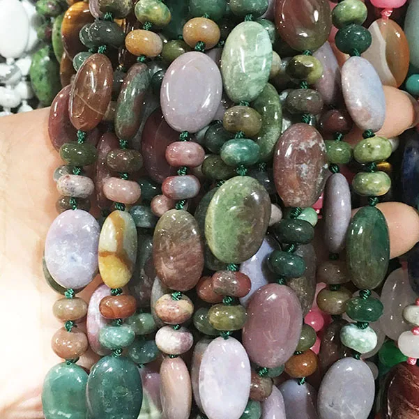 Crazy Agate Ожерелье из натурального камня Агаты ожерелье с кварцевым камнем для женщин и мужчин 6x8 мм 13x18 мм 18 дюймов 23 Цвета - Окраска металла: Crazy Agate