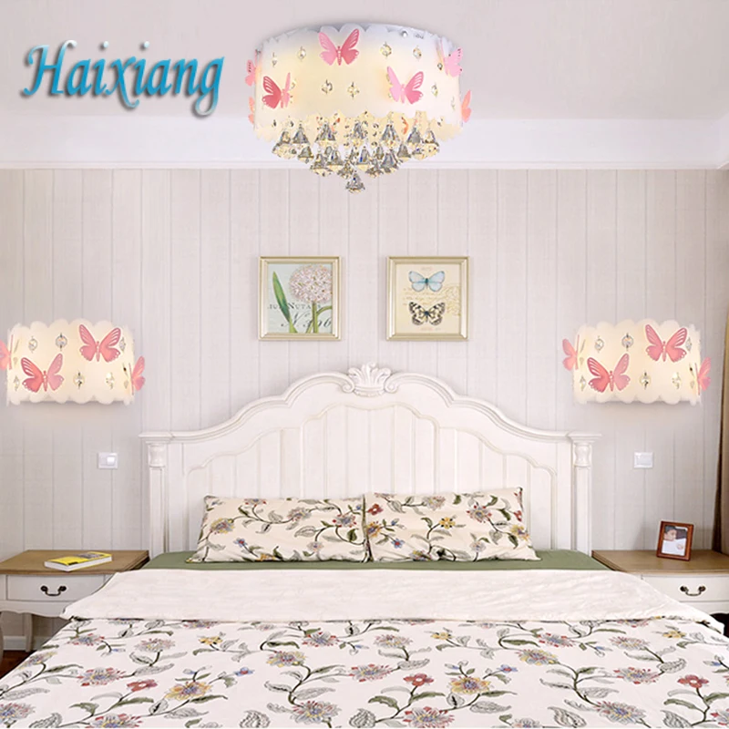 Современные Настенные светильники из железа и акрила с кристаллами романтичная