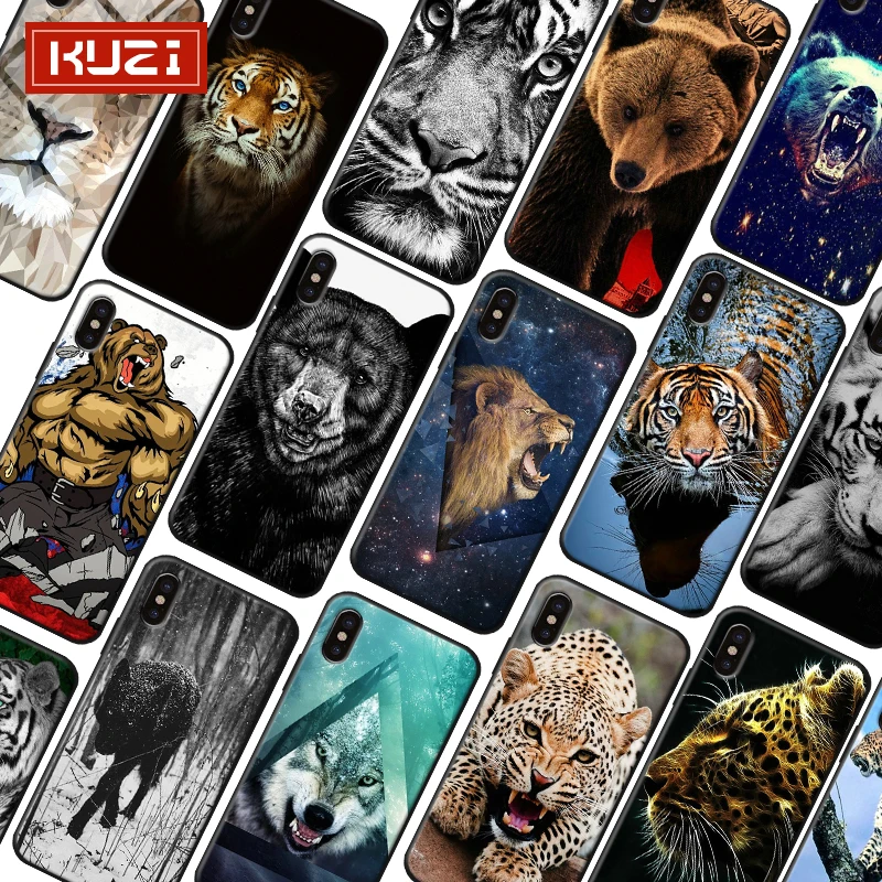 KUZI роскошный Iphone 7 Plus чехол для телефона Тигр Leapord бант с узором 8 силиконовый