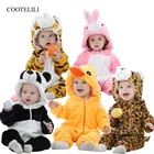 Комбинезоны COOTELILI для новорожденных мальчиков и девочек, теплая флисовая зимняя Пижама, Одежда для младенцев, осенний костюм на Хэллоуин для девочек