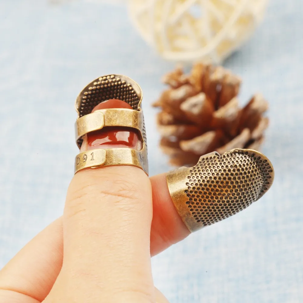 S/M античное кольцо ручной работы медное Золото протектор для пальцев игла