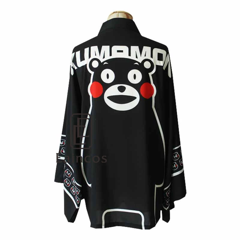Аниме Кумамон кимоно косплей Хэллоуин костюм накидка хаори черное шифоновое