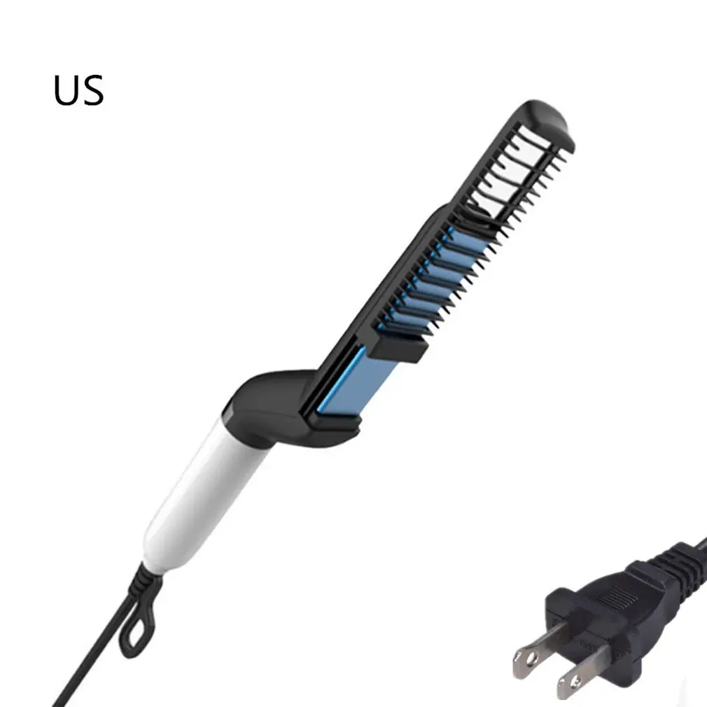 

Professional Men Heat Hair Styling Ceramic Curler Straightener Multifunctional Hair Comb Brush Hair Volumize Straighten