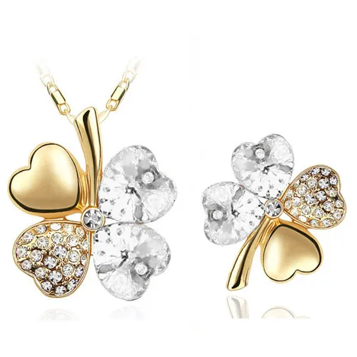 Австрийский Кристалл Клевер 4 листья очарование кулон модное ожерелье брошь
