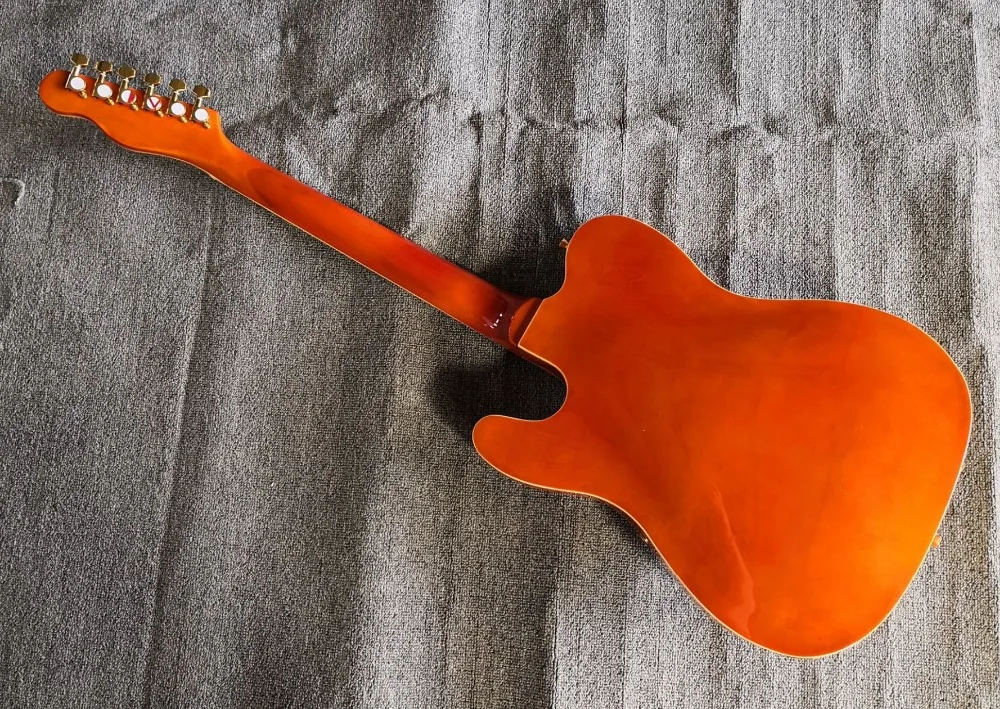 Высококачественный QShelly custom orange TL полый корпус f hole ebony фингерборд Золотой мост