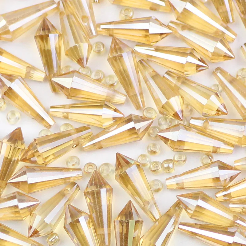 Gold Champagne WLYeeS 6*15 мм конусные Австрийские хрустальные бусины 50 шт./лот, стеклянные бусины в форме капель для изготовления браслетов своими руками - Цвет: Gold Champagne