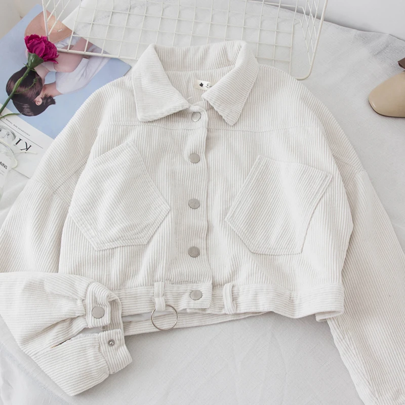 2018 Новые Модные Женская куртка пальто женские вельветовые Короткие свободный