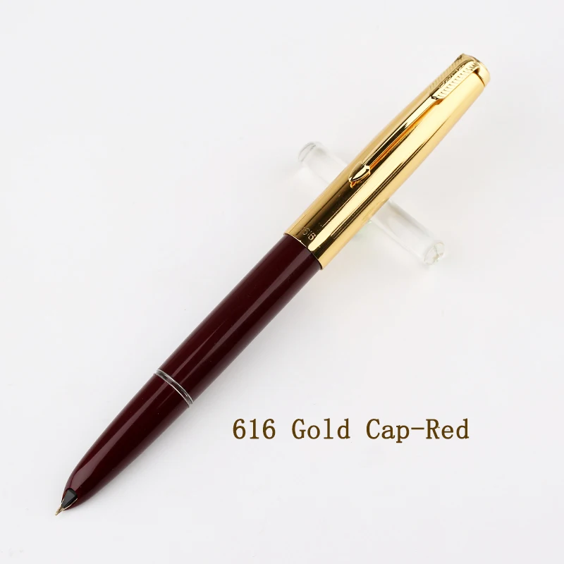 Gold Cap Red Подлинное качество HERO 616 Классическая ностальгическая перьевая ручка 616-2 Золотой зажим/колпачок чернильная ручка Иридиевый тонкий наконечник 0,5 мм для студентов - Цвет: Gold Cap Red