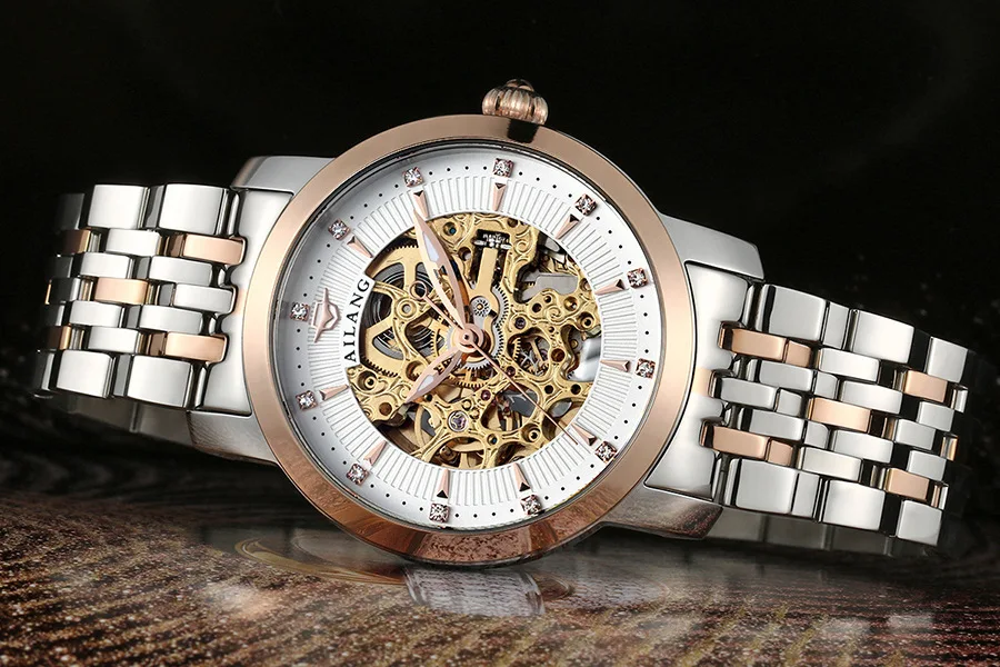 

Luxury Brand AILANG Men Crystals Business Watches 100% 316L Automatic Dress Clock Skeleton Mechanical Wrist watch Relojes NW3309
