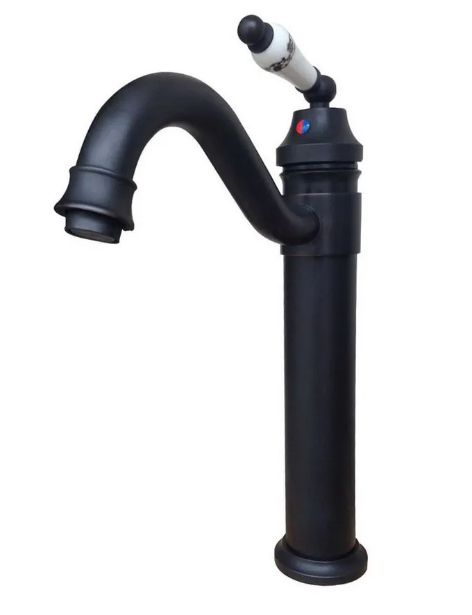

Black Oil Rubbed Brass Ceramic Single Handle Swivel Spout Kitchen Vessel Sink Basin Faucet Mixer Water Tap anf319