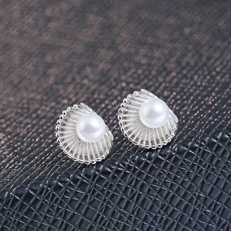 Новые подлинные 925 стерлингов Серебряные Серьги Элегантность Seashell натуральный