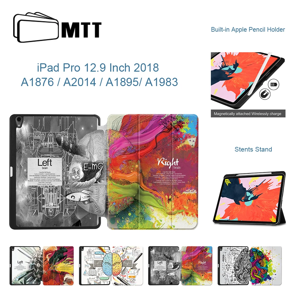 MTT для iPad Pro 12,9 дюйма Чехол тонкий из искусственной кожи флип стенд Умный чехол мультфильм планшет для надписей чехол с карандашом