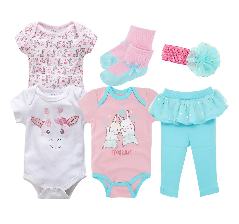 2019 Cute Cartoon Baby Boy Clothes Set Cotton 6 PCS Newborn Rompers Suit Bodysuit+Long Pants+Socks+Hats Infant Sets|Комплекты одежды|