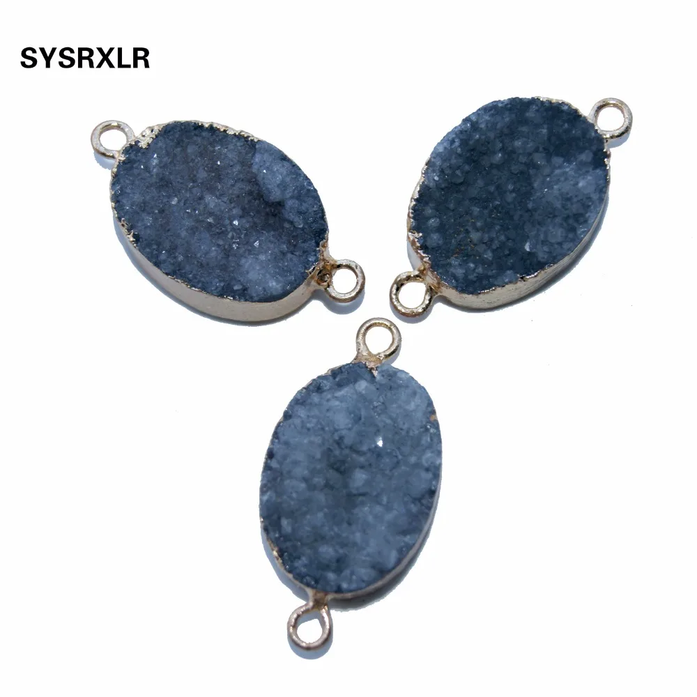 Оптовая продажа серое ожерелье из натурального хрусталя Druse эллиптическое с 2