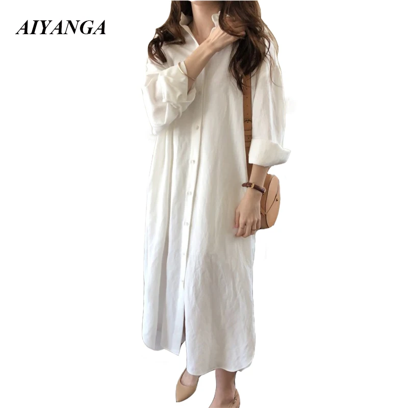

New Women Long Shirts Female White Blouse 2018 Autumn Long Sleeve Sleeve Blouses Turn-down Collar Loose Casual Outerwear