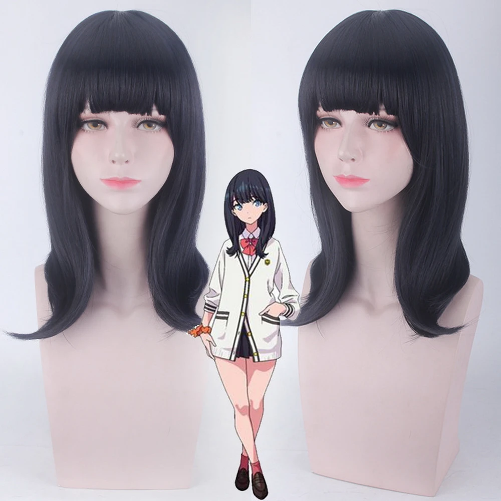 Парик для косплея Takarada Rikka аниме SSSS.GRIDMAN ролевая игра 45 см черные синие прямые
