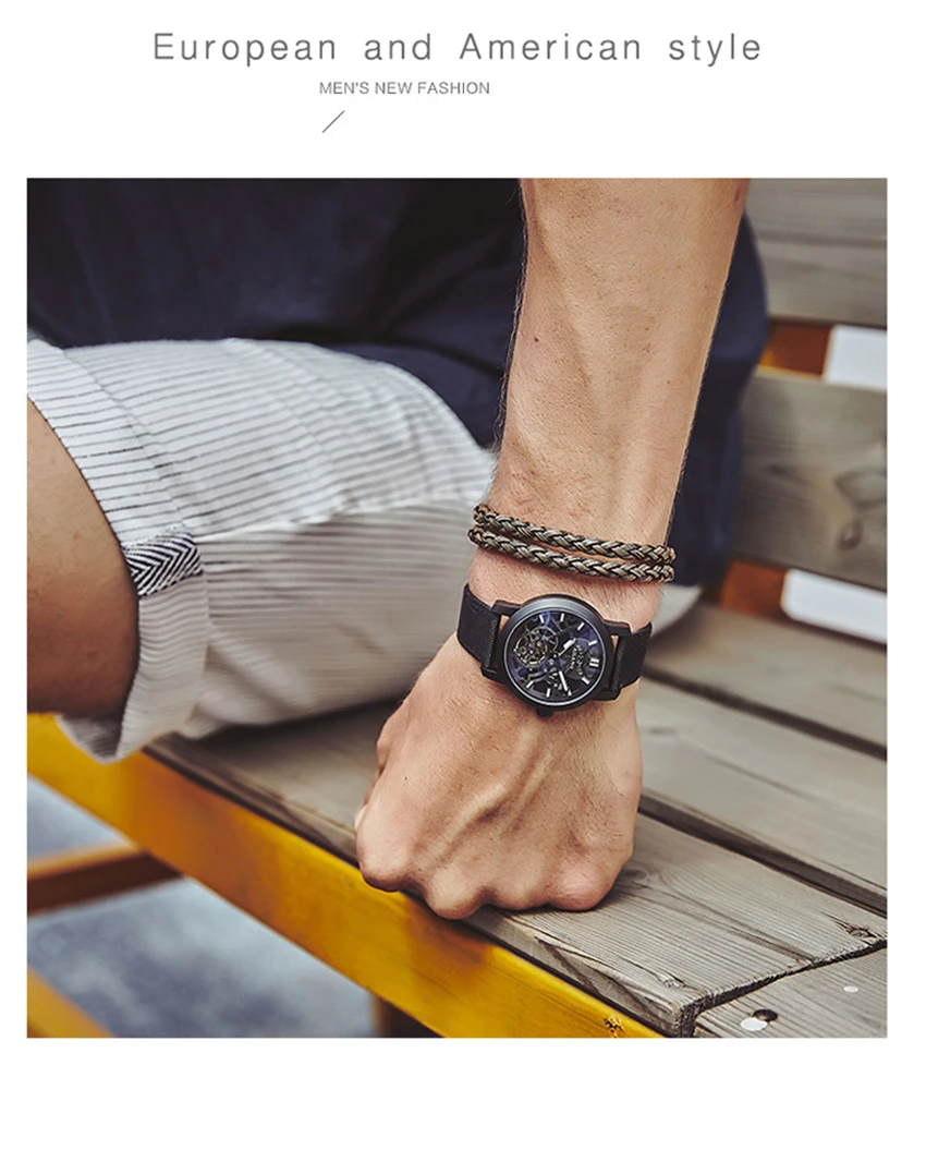 

New Watch Men Sport Automatic Mechanical Watches Colorful Fashion and Casual Watches Clearly See Analog Male Tourbillon Clock