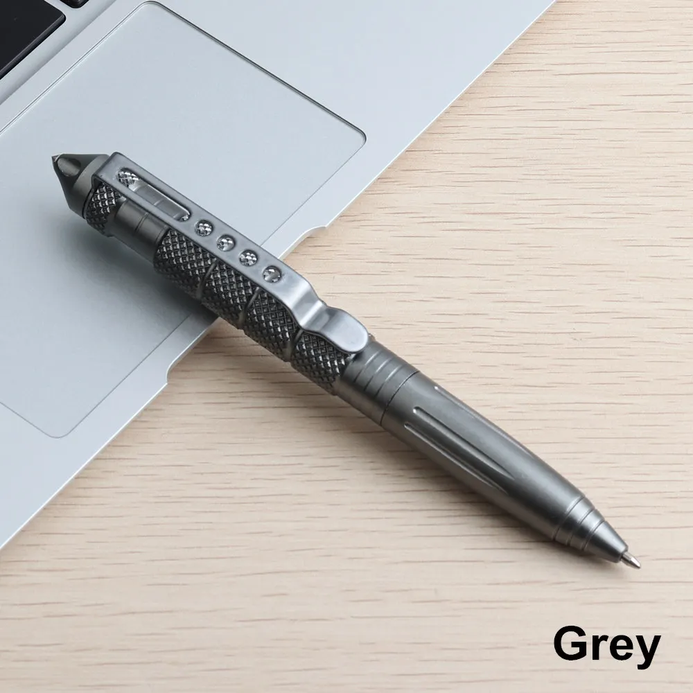 Grey Многофункциональная ручка для защиты, персональная тактическая ручка, инструмент для самозащиты, многоцелевой авиационный алюминиевый Противоскользящий портативный - Цвет: Grey