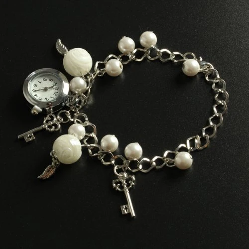 5 Pcs Pearl Bracelet Wristwatch Chain With Quartz Watch For Girls Women Fashion Jewelry | Наручные часы