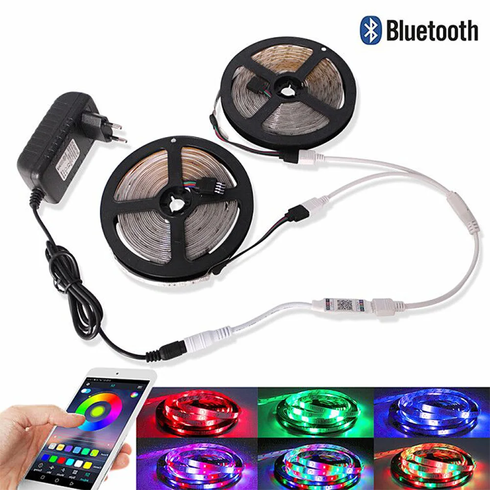 Источник питания 12 В RGB Светодиодная лента 10 м 5 м 2835 водонепроницаемый светильник гибкая светодиодная лента e wifi Bluetooth музыкальный контроллер светодиодный лента декоративная