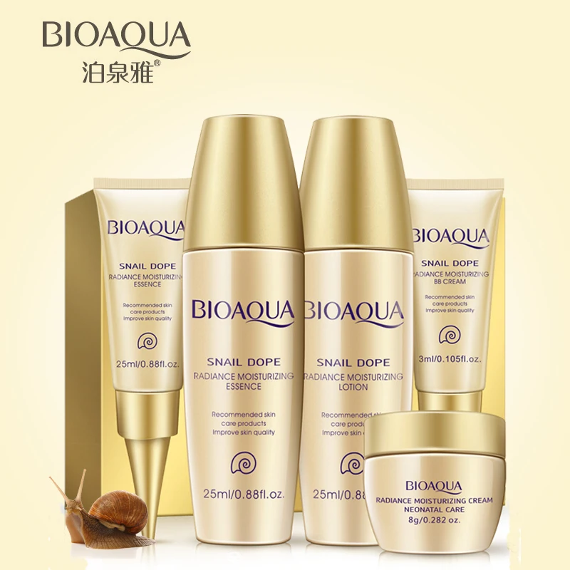 BIOAOUA, 5 шт./лот, набор для ухода за кожей, увлажнение с осветляющим эффектом, натуральная и гипоаллергенная кожа, уход за лицом, дневной крем для путешествий, упаковка