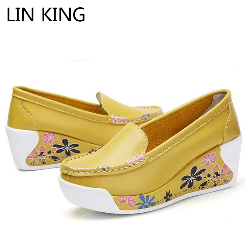 ЛИН КОРОЛЬ Моды Стиль женские Весенние Туфли Скользит Случайные Пу Кожа Качели