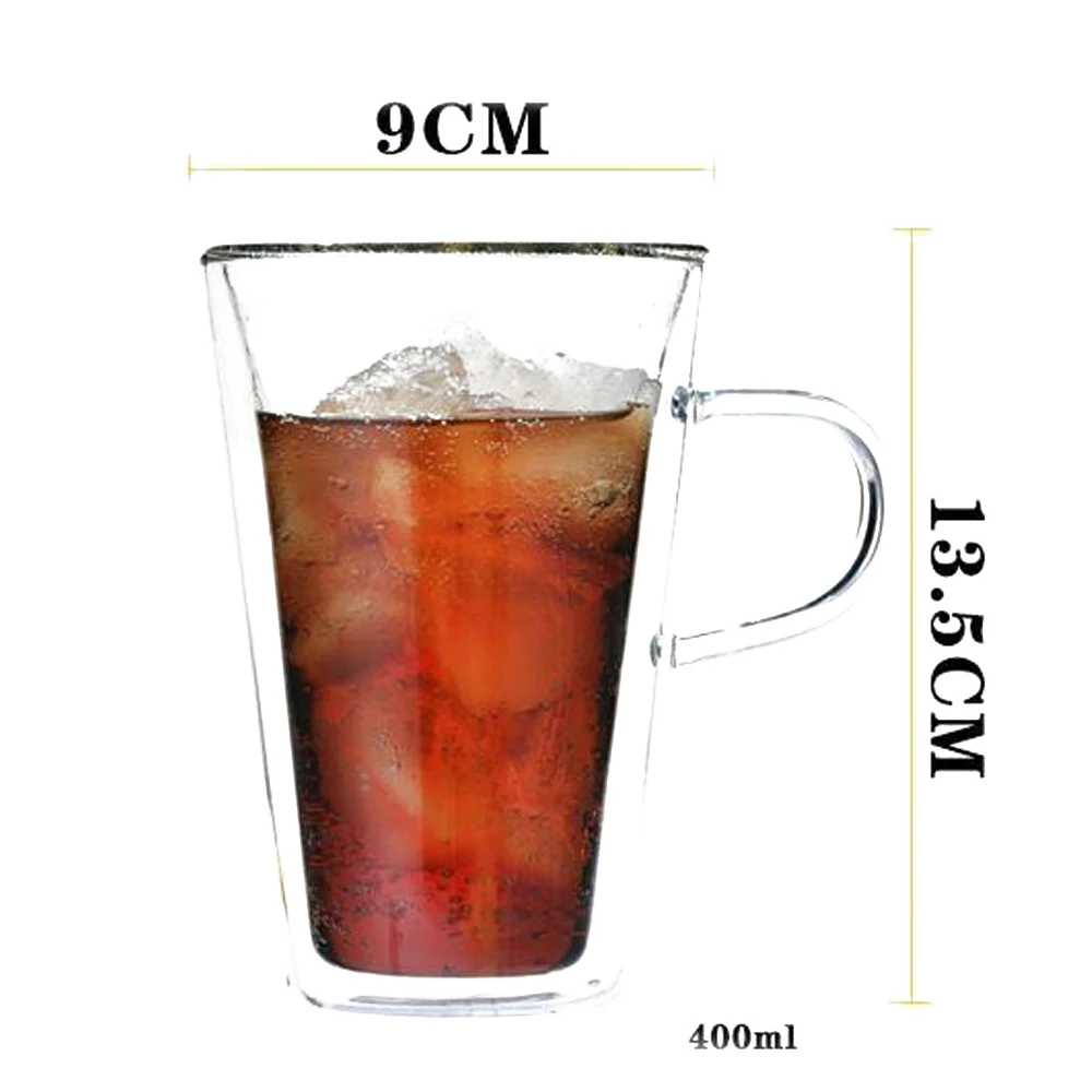 5. 400ml Cup 250/350/400/500 мл Кофе кружки с ручкой чашки для напитков кофейная чашка с двойными стены Стекло Чай чашки Кофе 5 видов стилей подарок стакана воды - Цвет: 5. 400ml Cup