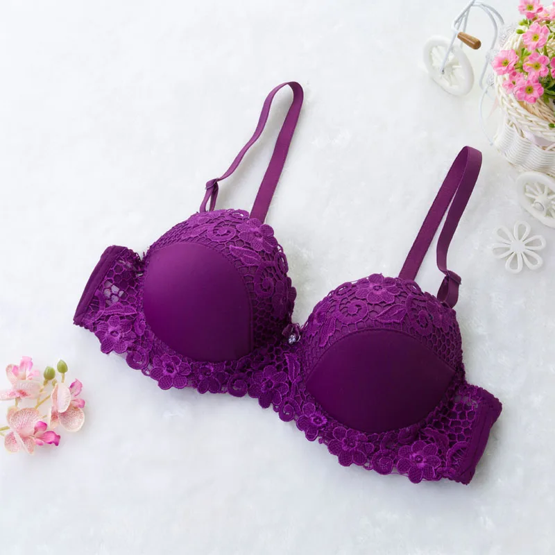 

32,34,36,38,40,A,B,C,D Cup Push Up Pretty Female Sexy Lace Deep V Super Soft Cup Embroidered Bra