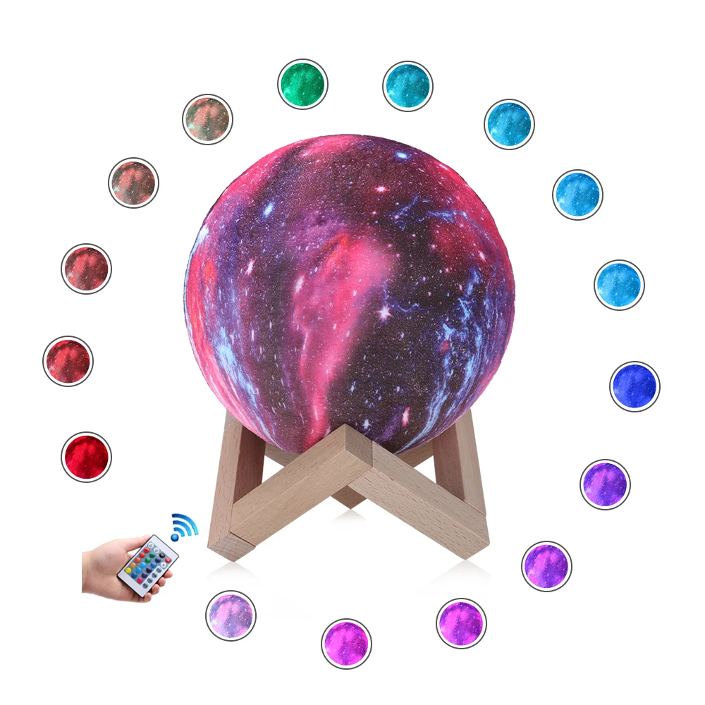 Remote Control 16/3 Colors 3D Moon Lamp LED Night Light Luminaria Lua Starry Sky Galaxy Light for Children Christmas Home Decor