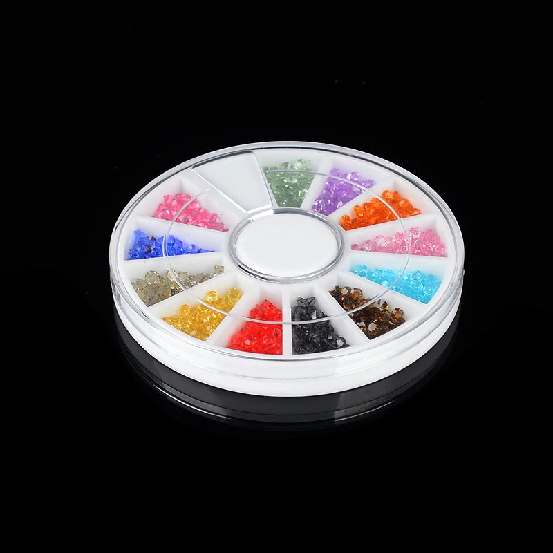 

YWK 12 Colors Nail Rhinestones 2mm Acrylic Nail Art Rhinestones Decoration For UV Gel Phone Laptop DIY Nail Tools