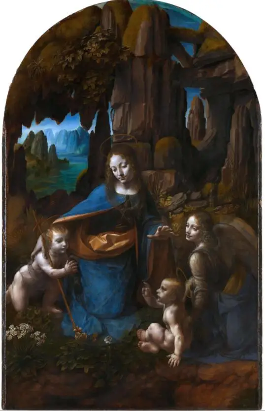 Reproduções da Pintura a Óleo da Lona de Alta Qualidade a Virgem das Rochas por Leonardo da Vinci Pintados à Mão Pintura