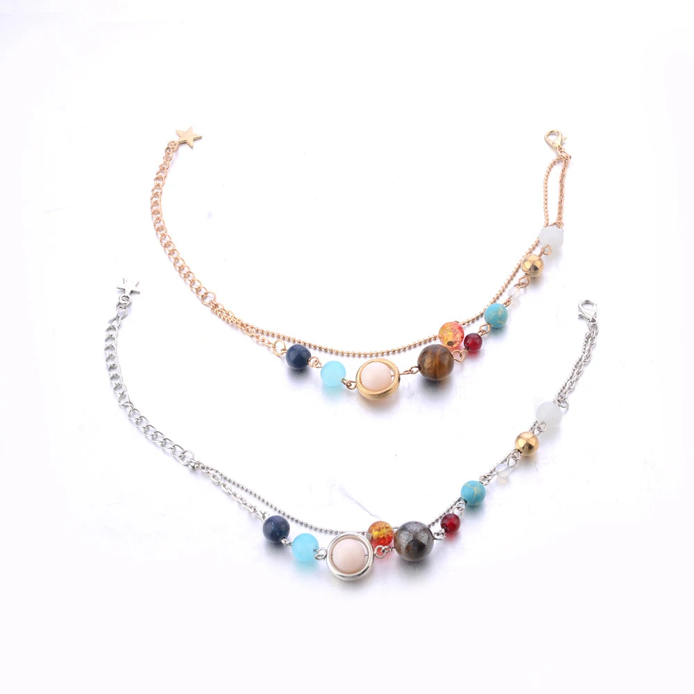 1 шт. Женская мода планета драгоценный камень бисером цвета: золотистый и