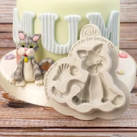 luyou 3d animals silicone mold cat shape fondant cake mold diy cake decorating tools kitchen accessories fm1453