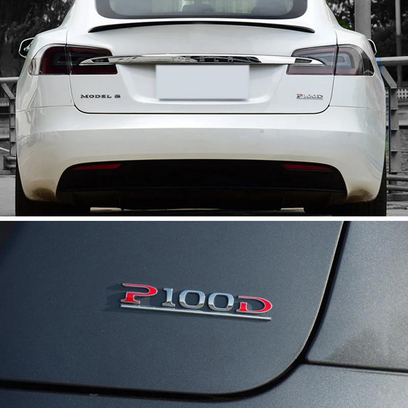 Логотип Tesla P100D Модифицированная Металлическая Автомобильная наклейка tesla буквы