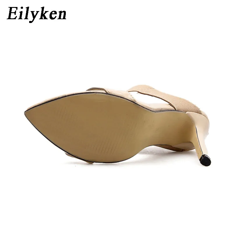 Eilyken/черные женские модные туфли-лодочки; пикантные туфли на очень высоком каблуке с эластичным ремешком и открытым носком; модельные туфли для вечеринок; Zapatos De Mujer