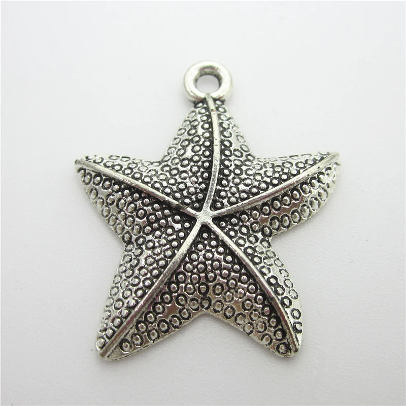 New 20pcs/lot Silver Starfish Dangle Charms Lobster Clasp DIY Bracelet Necklace Pendants Jewelry Hanging | Украшения и аксессуары