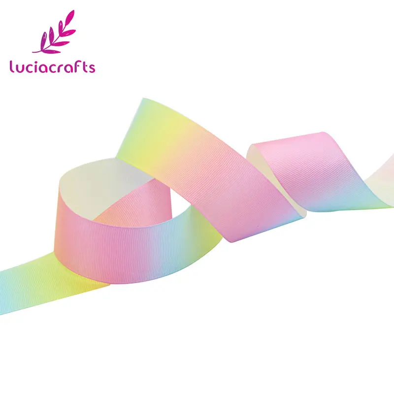 C7 Light color 40mm Lucia crafts 5 ярдов/10/15/25/40 мм градиентная расцветка; Высота Grosgrain ленты лук ручной работы для самостоятельного пошива одежды упаковочная Материал S0302 - Цвет: C7 Light color 40mm
