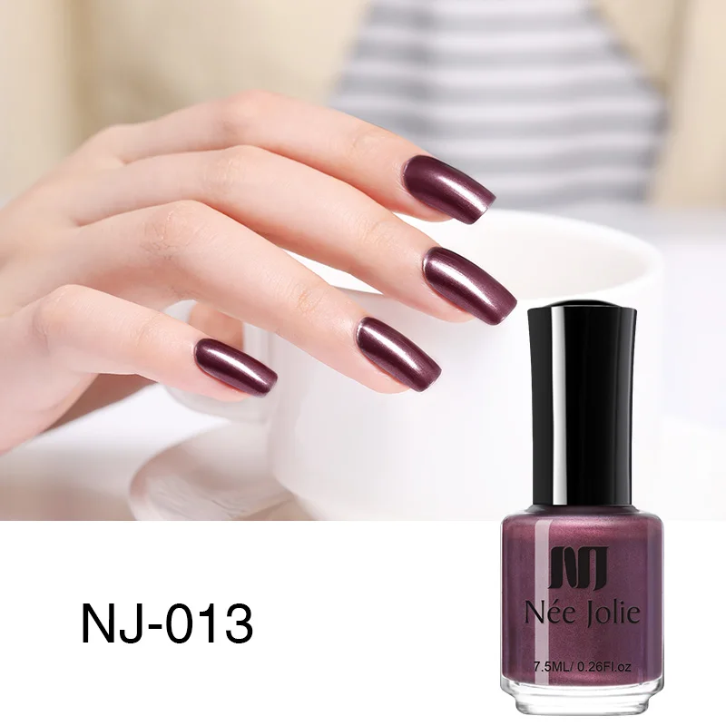 7.5ML NJ-013 NEE JOLIE Серебряный зеркальный лак для ногтей розовое золото прозрачный цвет 7,5 мл стойкий лак для ногтей 18 цветов Быстросохнущий лак для ногтей - Цвет: 7.5ML NJ-013