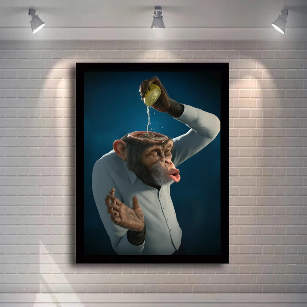 

Modern Funny Monkey Wall Art Canvas Prints Animals Canvas Paintings On The Wall Creative Alteration Art Pictures For Kids Room