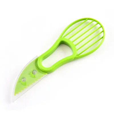 Green 1PC 3 в 1 авокадо слайсер Ши корер масла Инструмент для нарезания фруктов сепаратор целлюлозы пластиковый нож овощные кухонные инструменты принадлежность для дома - Цвет: Green 1PC