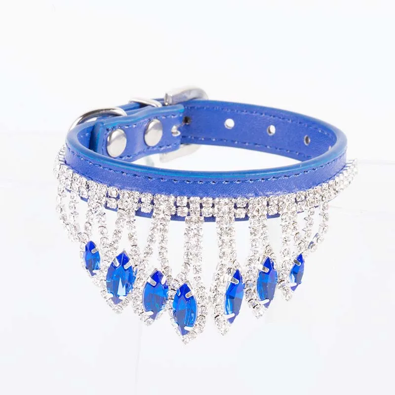 Bling ювелирные изделия с алмазами Роскошные ошейник для собак кожаный для свадьбы Удобная Собака цепочки и ожерелья домашних животных Прочный воротник дл