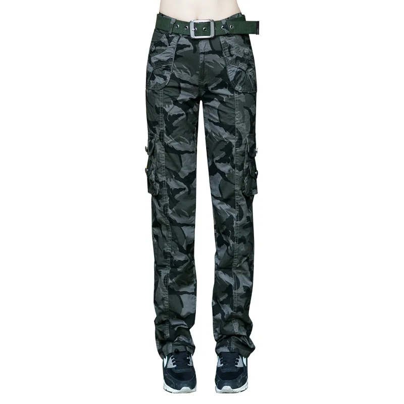 Женские повседневные камуфляжные брюки карго в стиле милитари свободные прямые